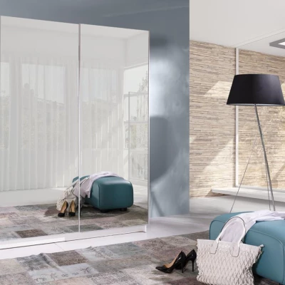 Zrcadlová šatní skříň 150 cm WADENA 6 - bílá