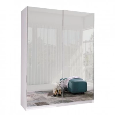 Zrcadlová šatní skříň 150 cm WADENA 6 - bílá