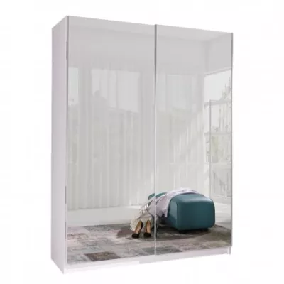 Zrcadlová šatní skříň 150 cm WADENA 6 - bílá