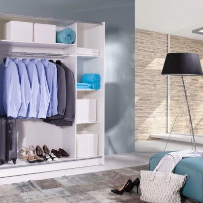 Šatní skříň 150 cm se zrcadlem WADENA 2 - bílá