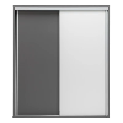 Policová šatní skříň 120 cm MANKATO - šedá / lesklá bílá