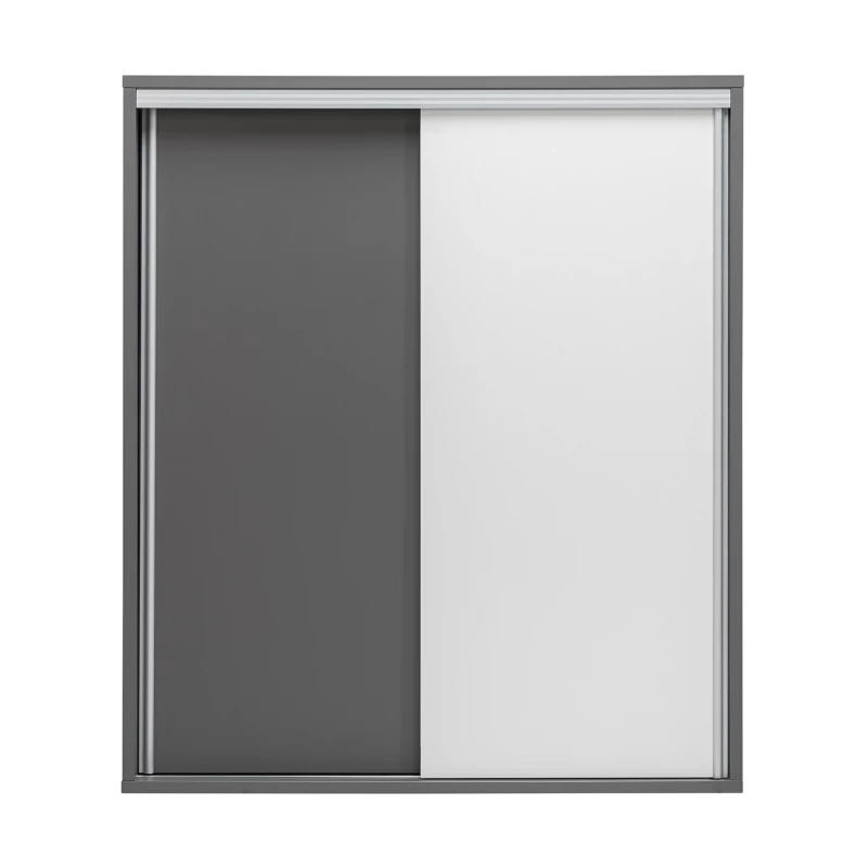 Policová šatní skříň 120 cm MANKATO - šedá / lesklá bílá