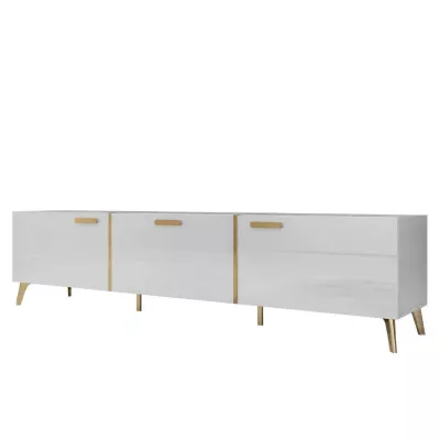 Široký televizní stolek TANTES - bílý / lesklý bílý