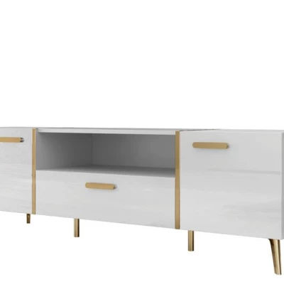 Televizní stolek TANTES - bílý / lesklý bílý