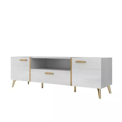 Televizní stolek TANTES - bílý / lesklý bílý