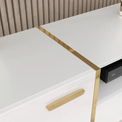 Televizní stolek TANTES - bílý / lesklý bílý