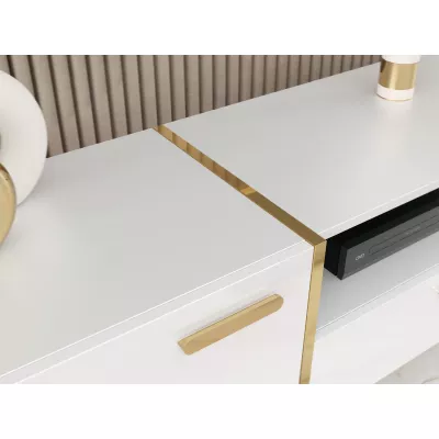 Televizní stolek TANTES - bílý / lesklý bílý