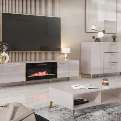 Sestava do obývacího pokoje TANTES - kašmír / lesklá kašmírová