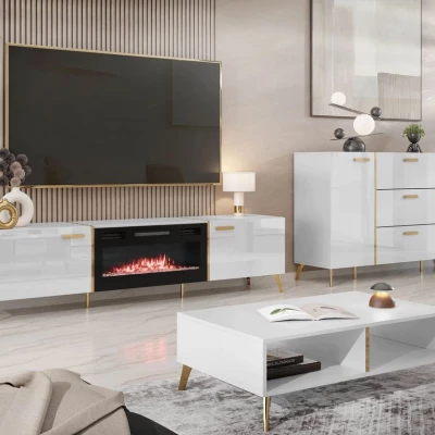 Sestava do obývacího pokoje TANTES - bílá / lesklá bílá