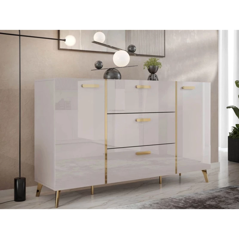 Kombinovaná komoda TANTES - kašmír / lesklá kašmírová