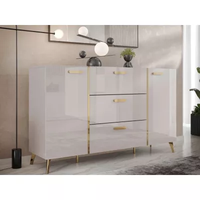 Kombinovaná komoda TANTES - kašmír / lesklá kašmírová