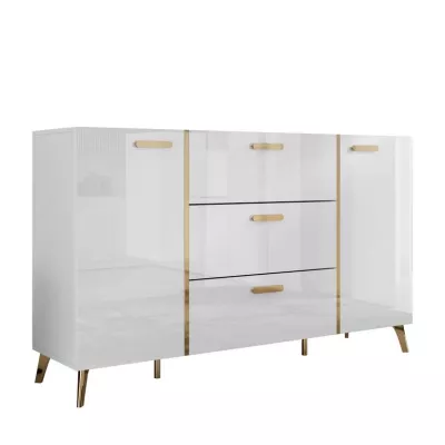 Kombinovaná komoda TANTES - bílá / lesklá bílá