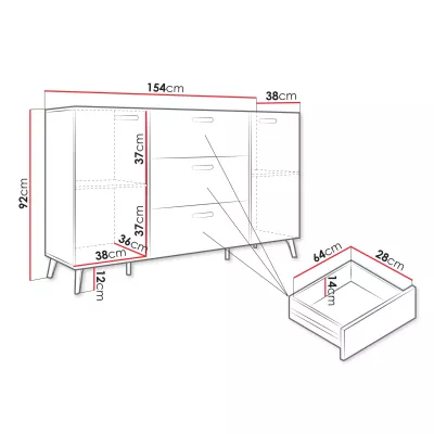 Kombinovaná komoda TANTES - kašmír / lesklá kašmírová