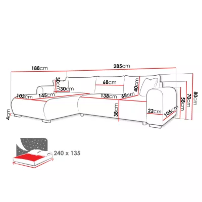 Rohová sedací souprava KANOPE - modrá