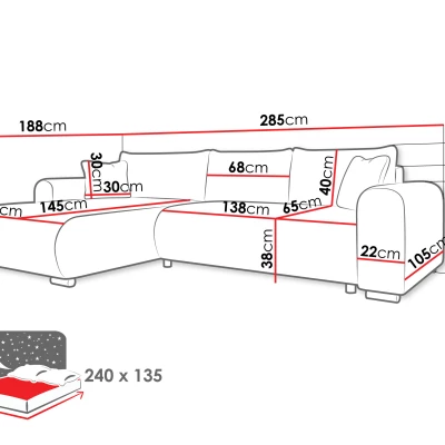 Rohová sedací souprava KANOPE - meruňková