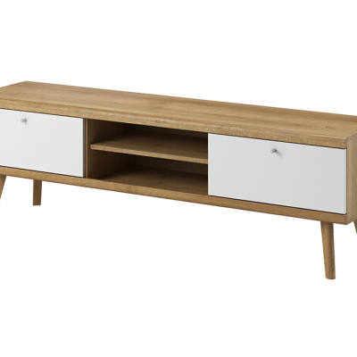VÝPRODEJ - Televizní stolek 160 cm PAVLIS - dub riviera / bílý