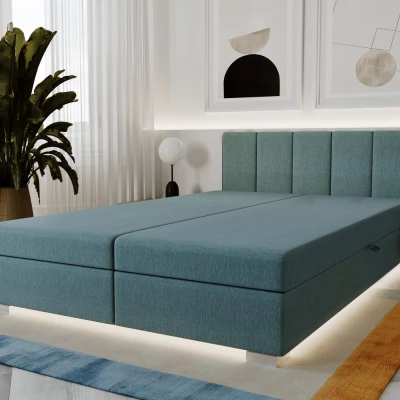 Čalouněná dvoulůžková postel 140x195 PEGY 2 - modro šedá