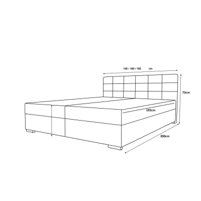Čalouněná dvoulůžková postel 140x195 PEGY 2 - grafitová