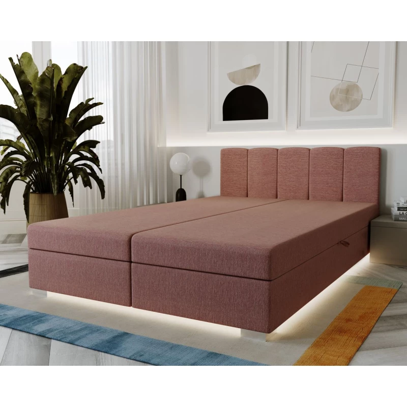 Manželská postel 140x195 INEJ 2 - pudrově růžová