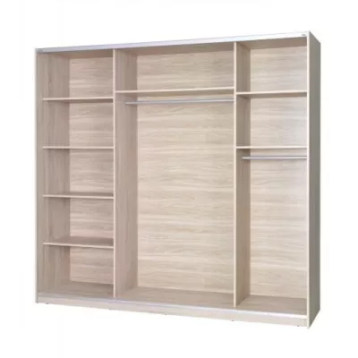 Široká šatní skříň 225 cm KIMBALL - dub san remo / šedá + LED osvětlení ZDARMA