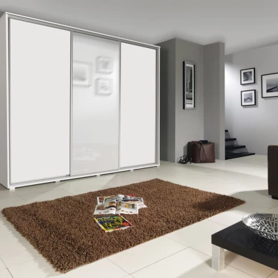 Šatní skříň se zrcadlem 255 cm MAKEL - bílá