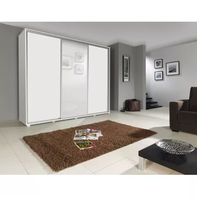 Šatní skříň se zrcadlem 255 cm MAKEL - bílá