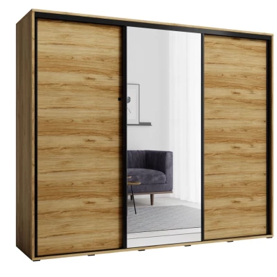 Šatní skříň se zrcadlem 255 cm MAKEL - dub catania