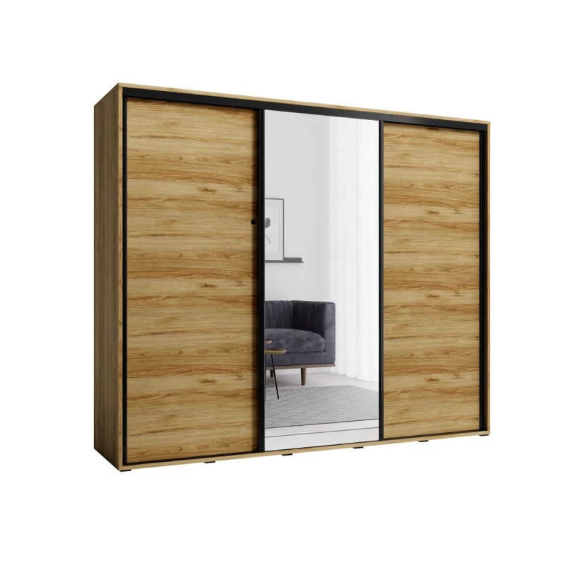 Šatní skříň se zrcadlem 255 cm MAKEL - dub catania