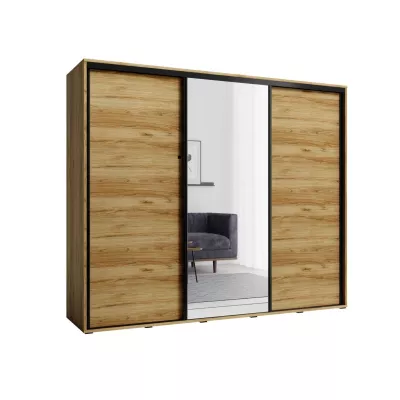 Šatní skříň se zrcadlem 255 cm MAKEL - dub catania