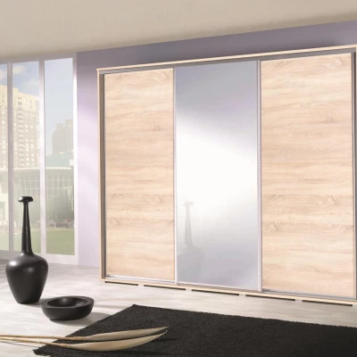 Šatní skříň se zrcadlem 255 cm MAKEL - dub sonoma