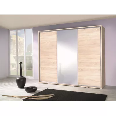 Šatní skříň se zrcadlem 255 cm MAKEL - dub sonoma