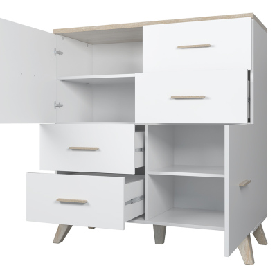 VÝPRODEJ - Kombinovaná komoda COLINA 2 - dub wotan / černá