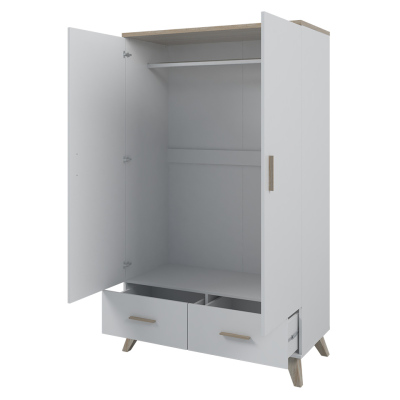 VÝPRODEJ - Šatní skříň 110 cm COLINA - dub sonoma / bílá