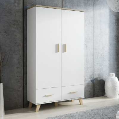 VÝPRODEJ - Šatní skříň 110 cm COLINA - dub sonoma / bílá