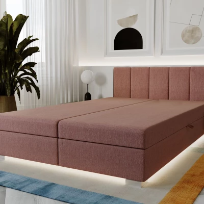 Čalouněná dvoulůžková postel 140x195 PEGY 1 - pudrově růžová