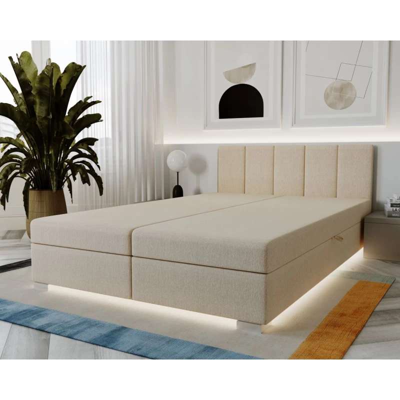 Čalouněná dvoulůžková postel 140x195 PEGY 1 - krémová