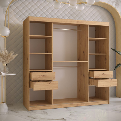 VÝPRODEJ - Dvoudveřová skříň NEA 2 - šířka 180 cm, dub artisan