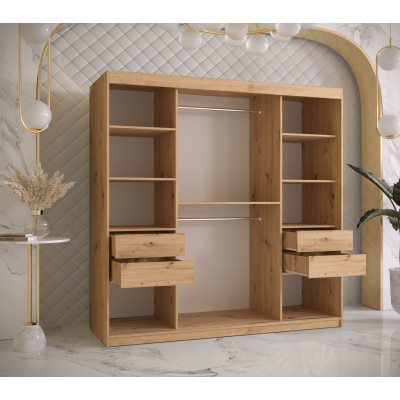 VÝPRODEJ - Praktická šatní skříň RADOLA 3 - šířka 180 cm, dub artisan