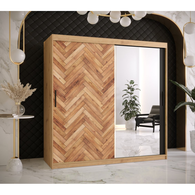 VÝPRODEJ - Praktická šatní skříň RADOLA 3 - šířka 180 cm, dub artisan