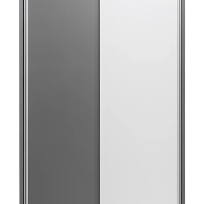 Úzká šatní skříň 120 cm MANKATO - šedá / lesklá bílá