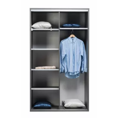 Úzká šatní skříň 120 cm MANKATO - šedá / lesklá bílá