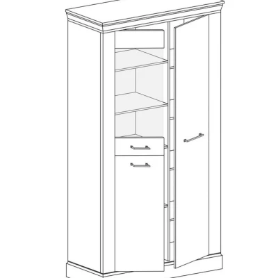 VÝPRODEJ - Vysoká vitrína AILISH - dub kraft zlatý