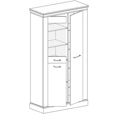VÝPRODEJ - Vysoká vitrína AILISH - dub kraft zlatý