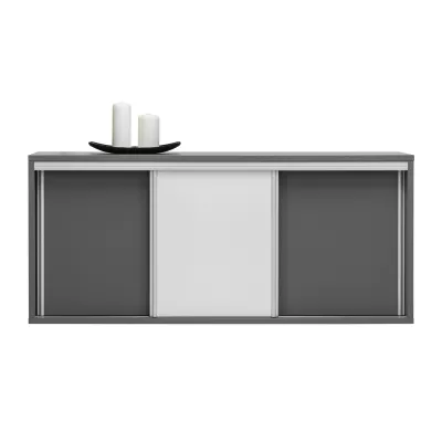 Nízká komoda s dvířky MANKATO - šedá / lesklá bílá