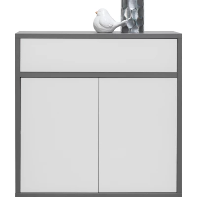 Kombinovaná komoda MANKATO - šedá / lesklá bílá