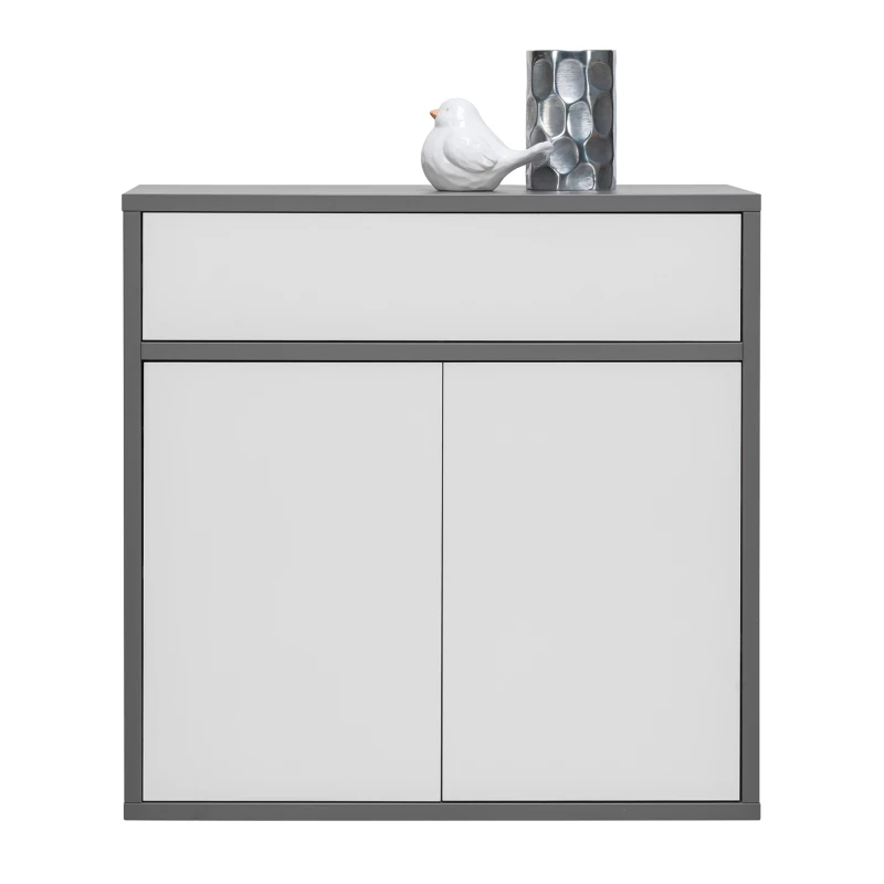 Kombinovaná komoda MANKATO - šedá / lesklá bílá