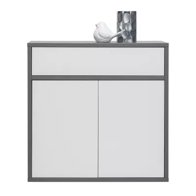 Kombinovaná komoda MANKATO - šedá / lesklá bílá