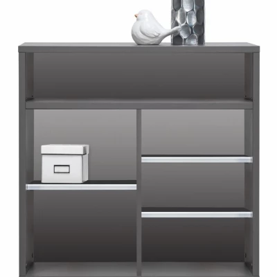 Kombinovaná komoda MANKATO - šedá / lesklá bílá