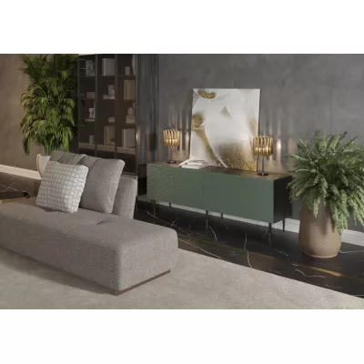 Komoda s dvířky MILIONA - pistáciová zelená / šedá