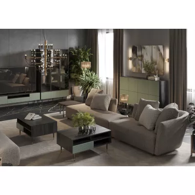 Komoda s dvířky MILIONA - pistáciová zelená / šedá